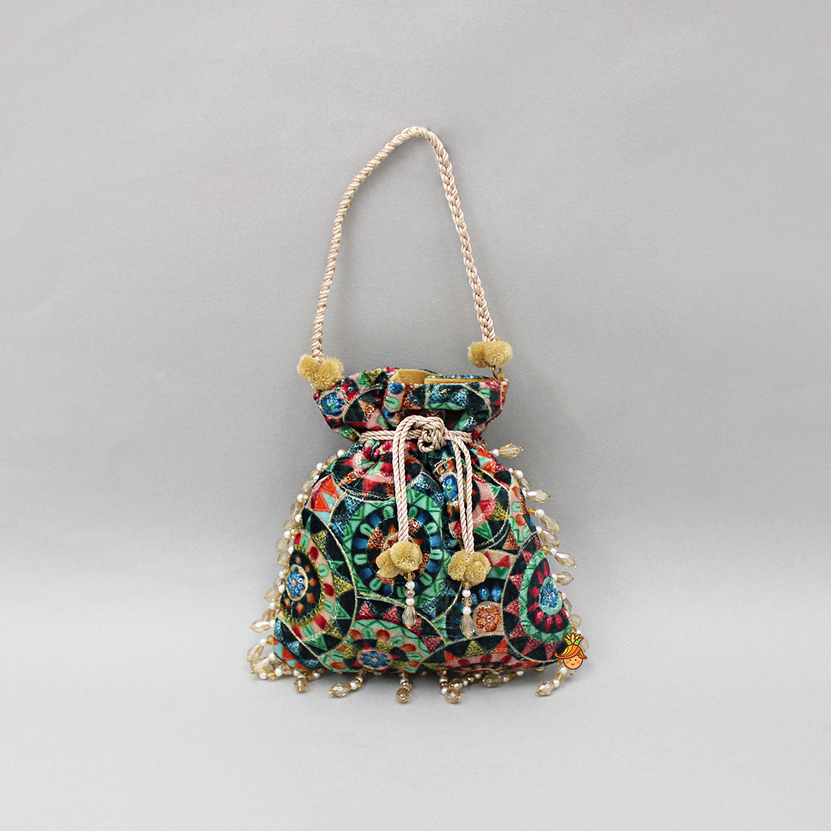 Multicolour Embroidered Velvet Potli Bag