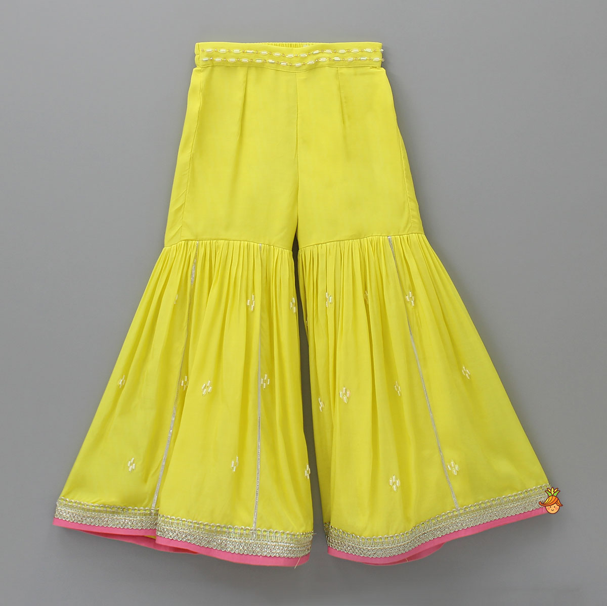 Embellished Yellow Top And Sharara With Net Dupatta