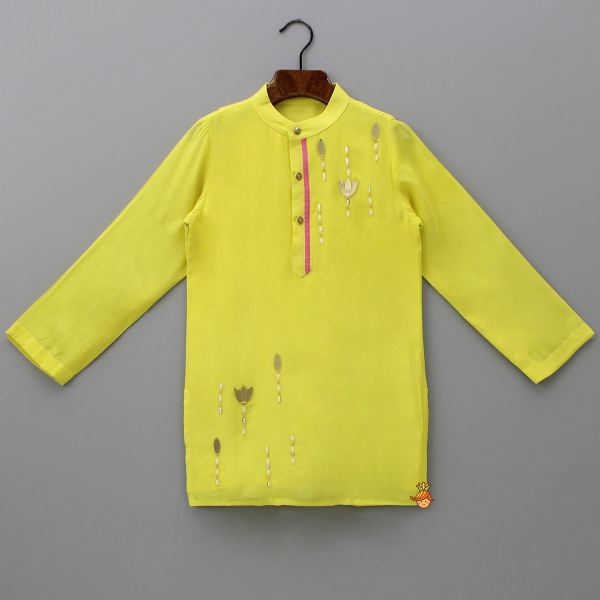 Embellished Yellow Kurta And Pyjama