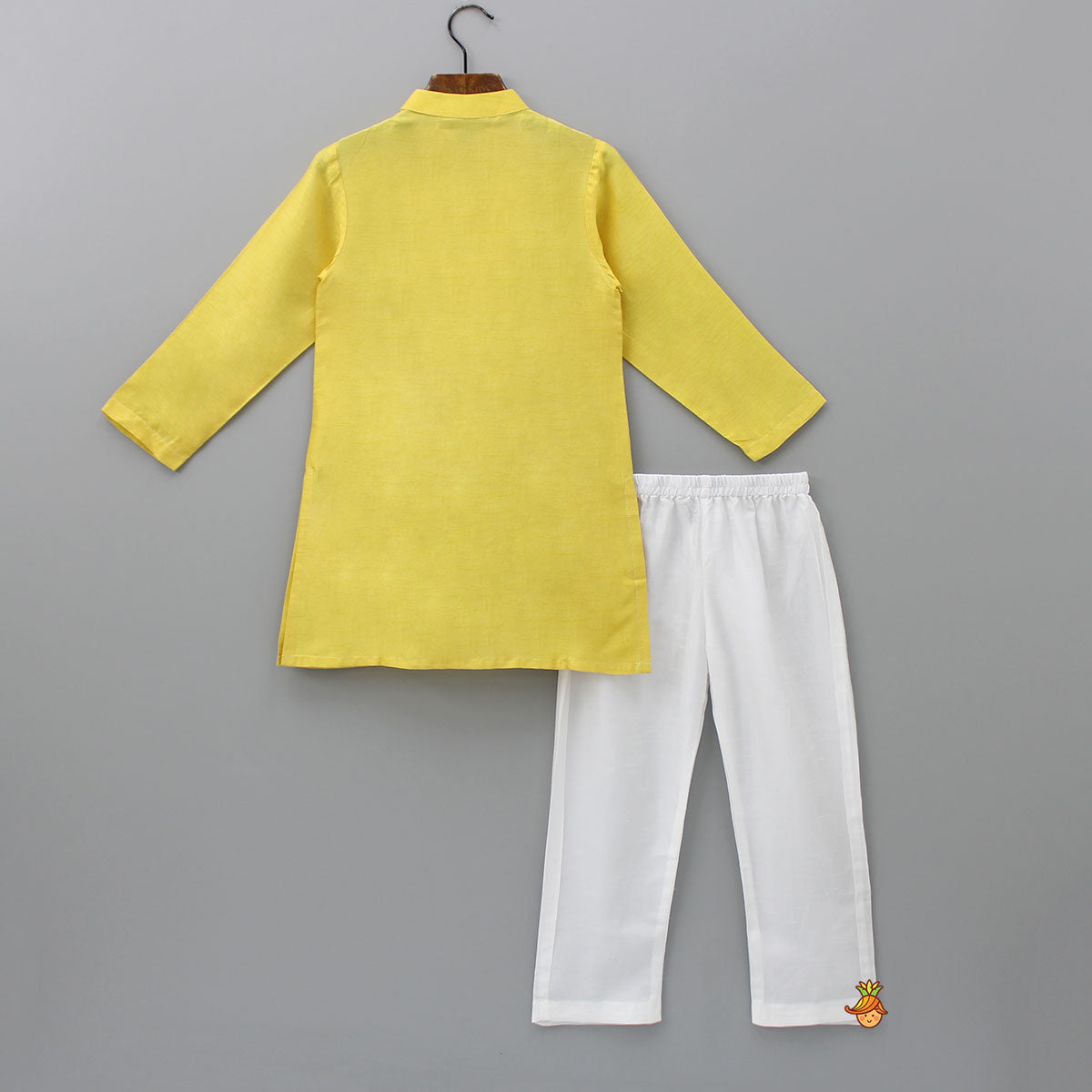 Thread Embroidered Yellow Kurta And Pyjama