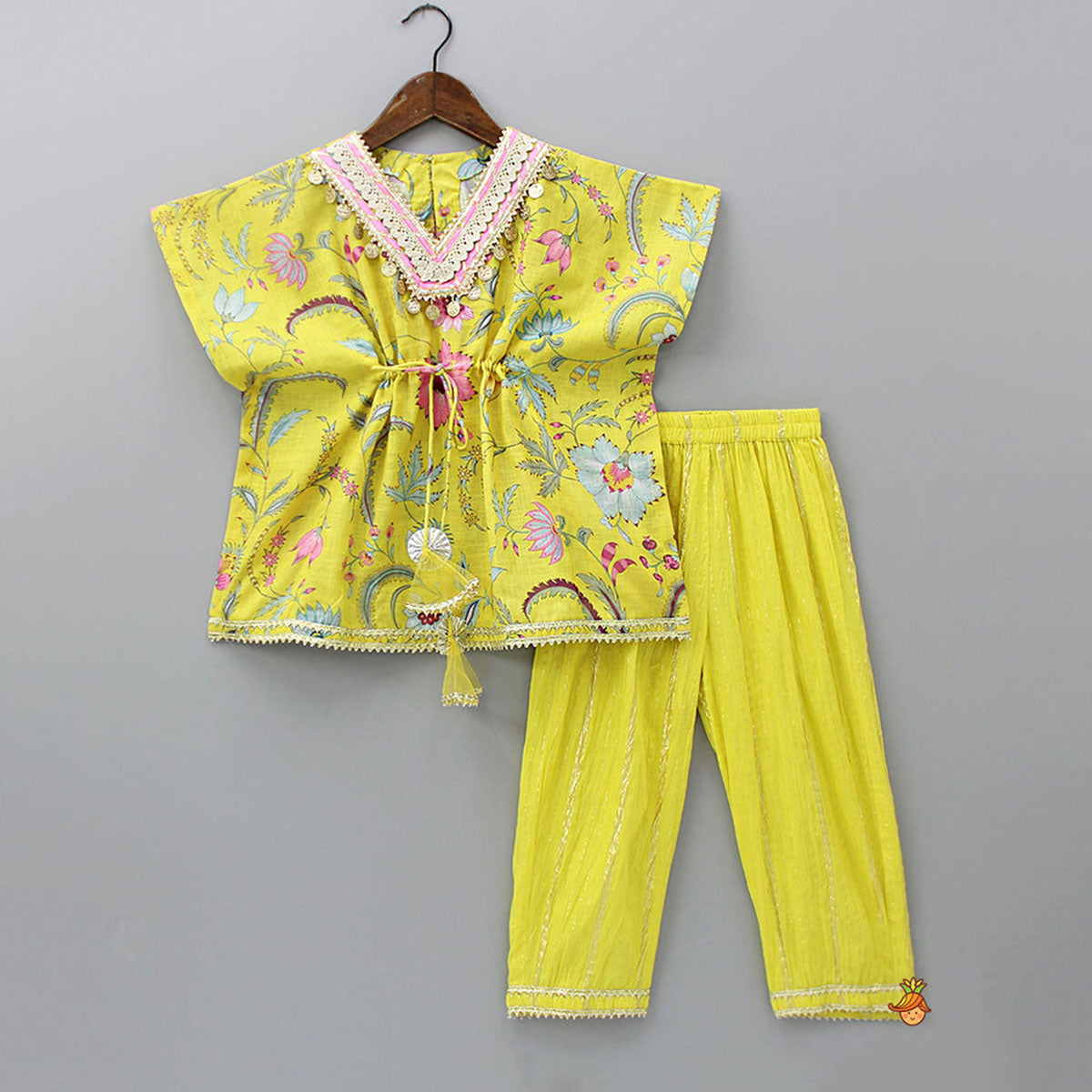 Floral Printed Stylish Kaftan And Pant