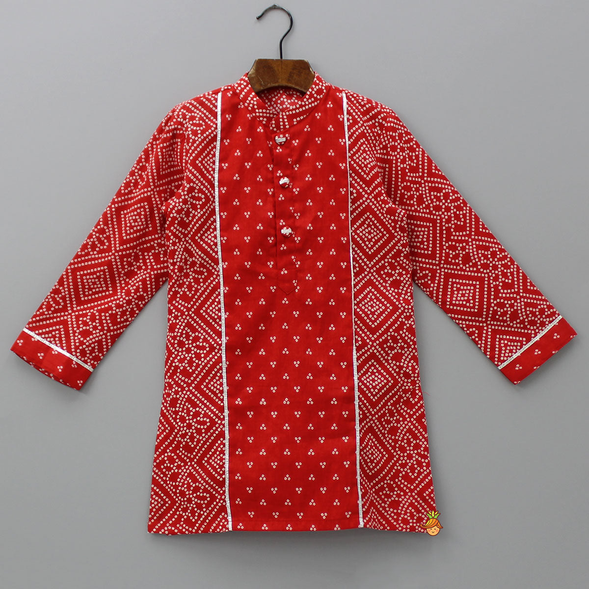 Bandhani Printed Red Kurta And Pyjama