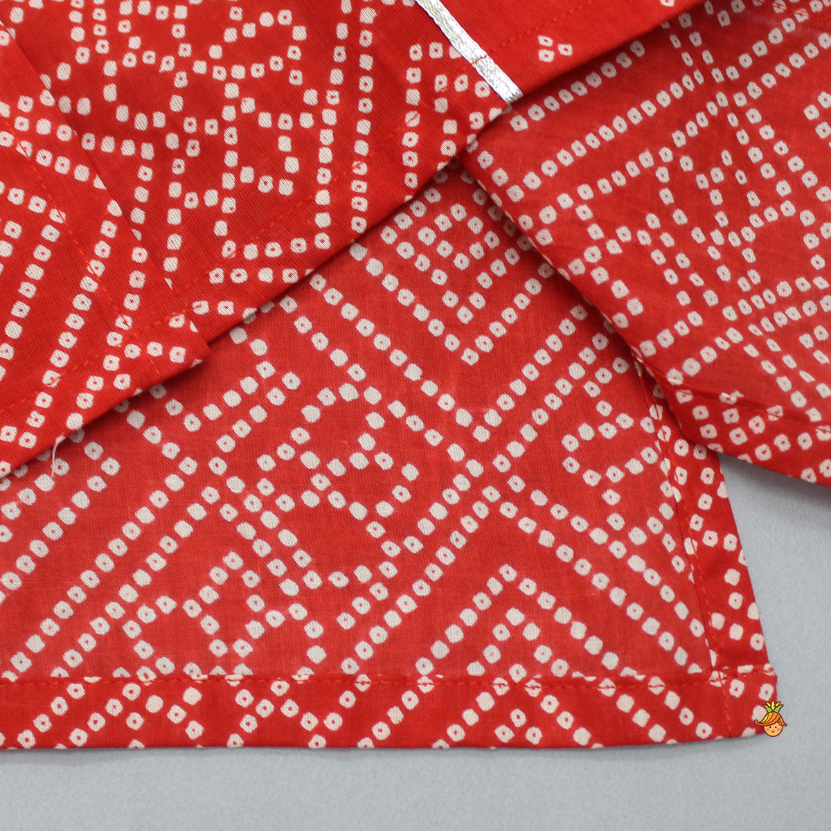 Bandhani Printed Red Kurta And Pyjama