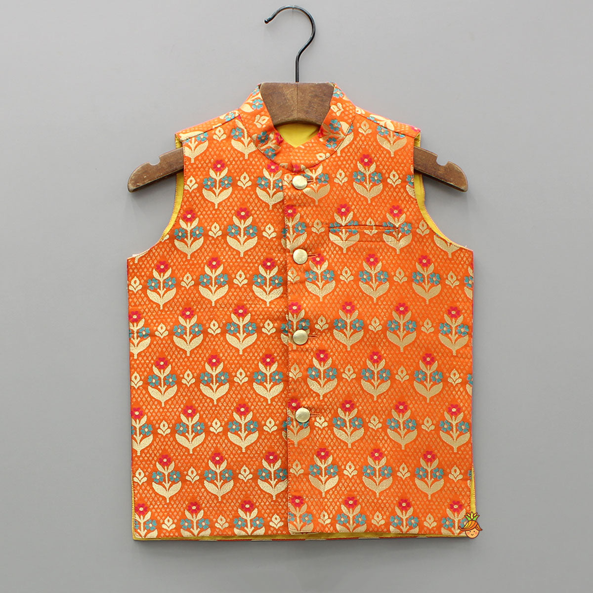 Floral Orange Brocade Jacket