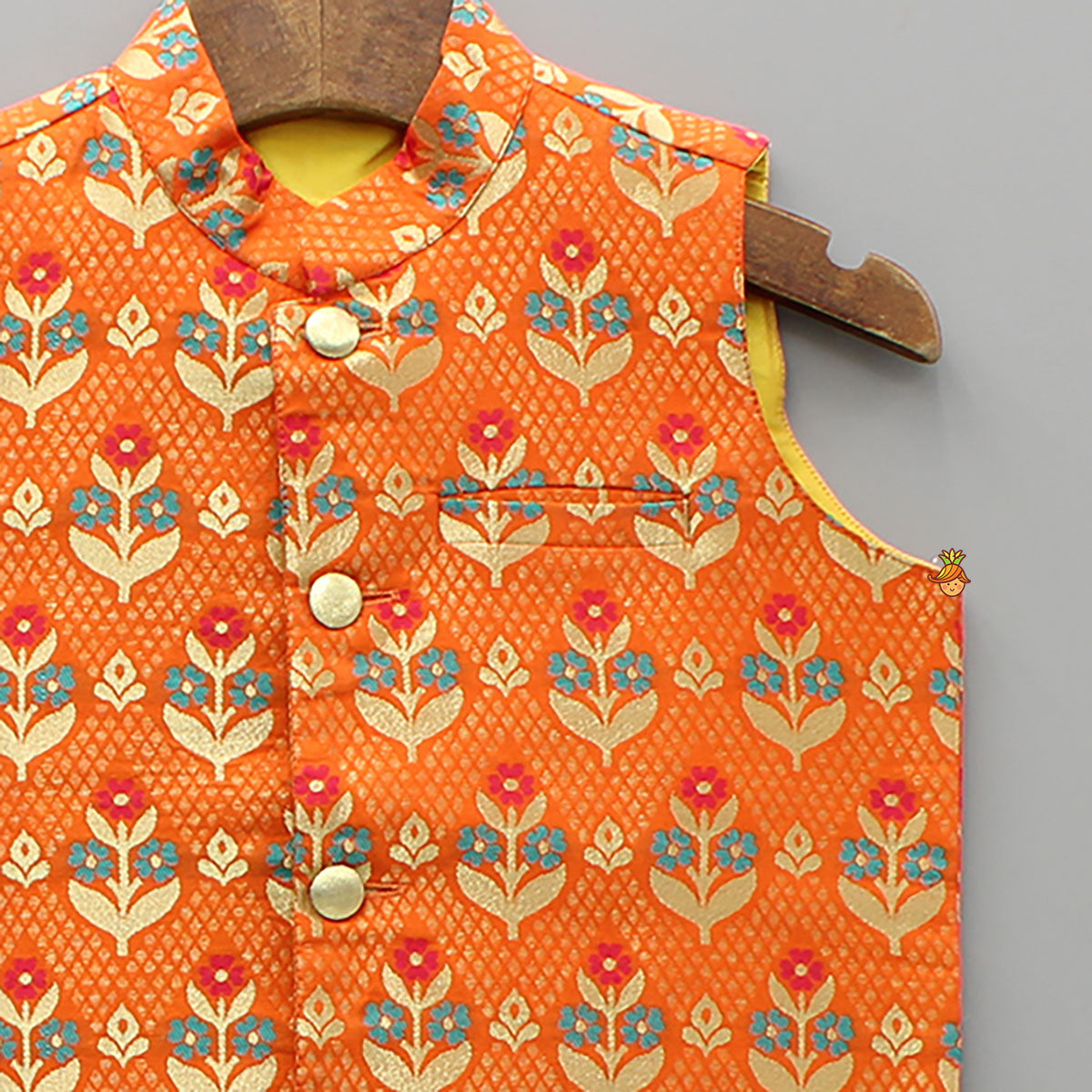 Floral Orange Brocade Jacket