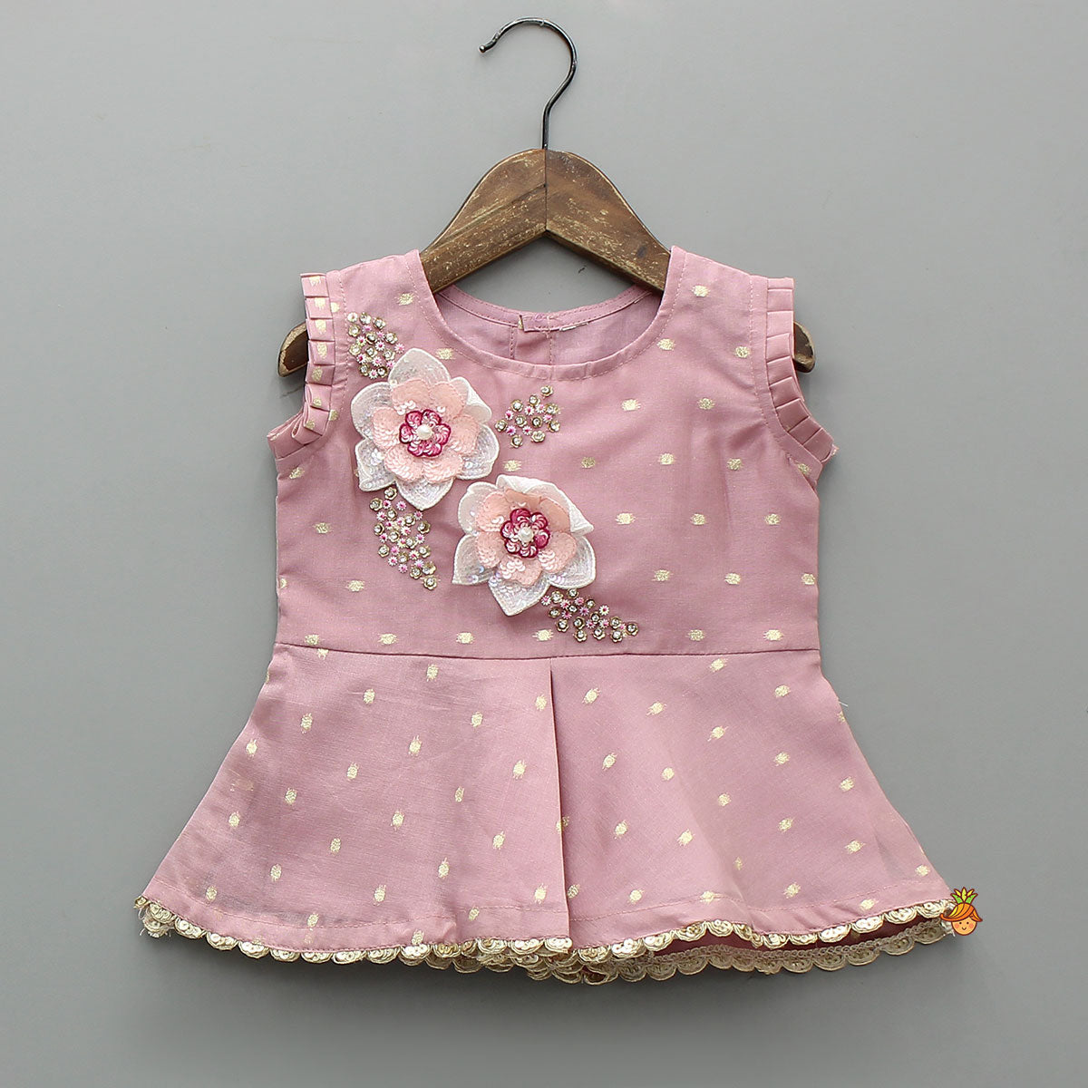 Flower Enhanced Kurti And Flared Palazzo