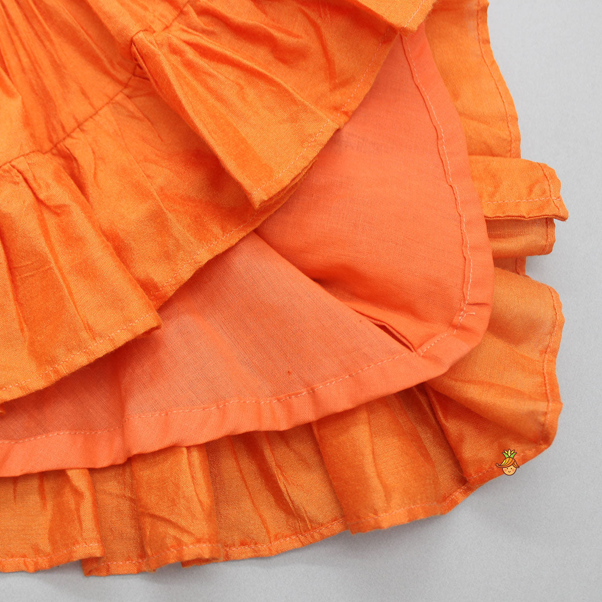 Embroidered Orange Kurti And Dhoti