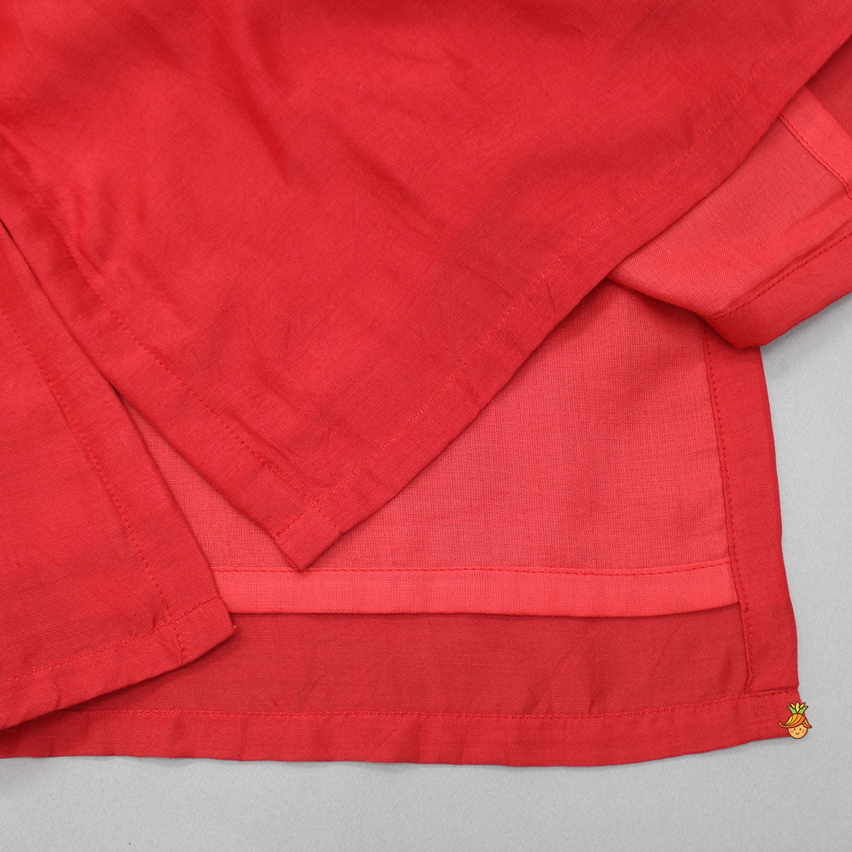 Embroidered Red Jacket With Kurta And Pyjama