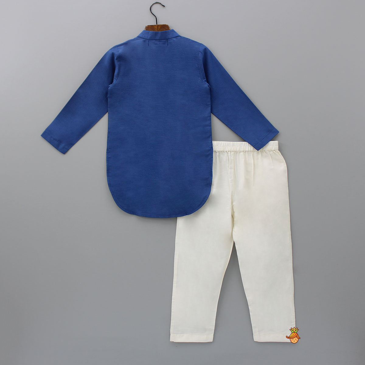 Blue Kurta With Stylish Hem And Pyjama