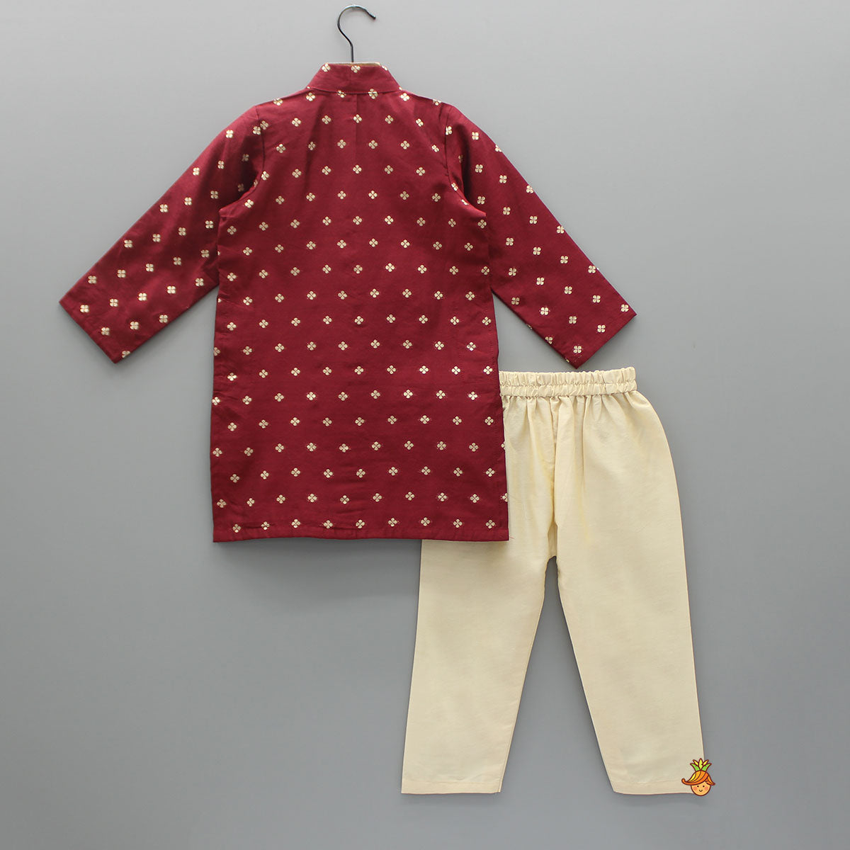 Chanderi Embroidered Maroon Kurta And Pyjama