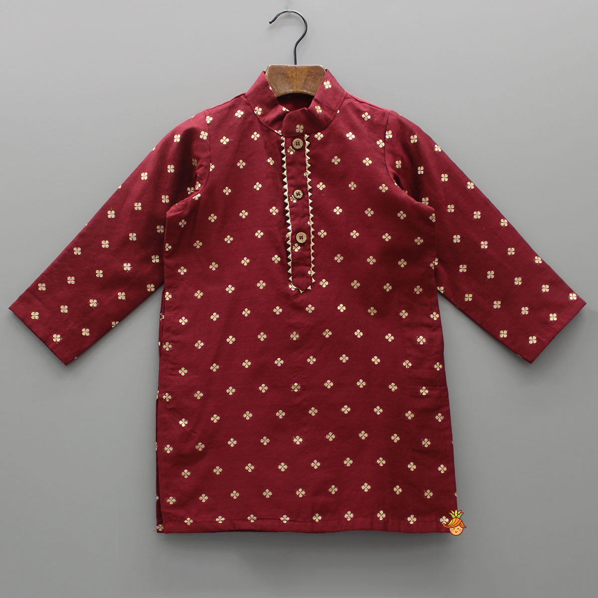 Chanderi Embroidered Maroon Kurta And Pyjama