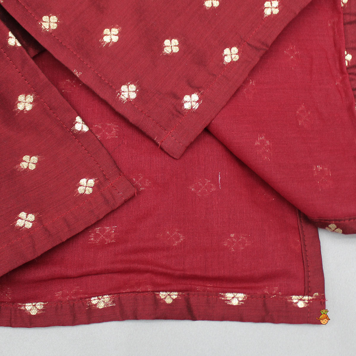 Chanderi Embroidered Maroon Kurta And Pyjama