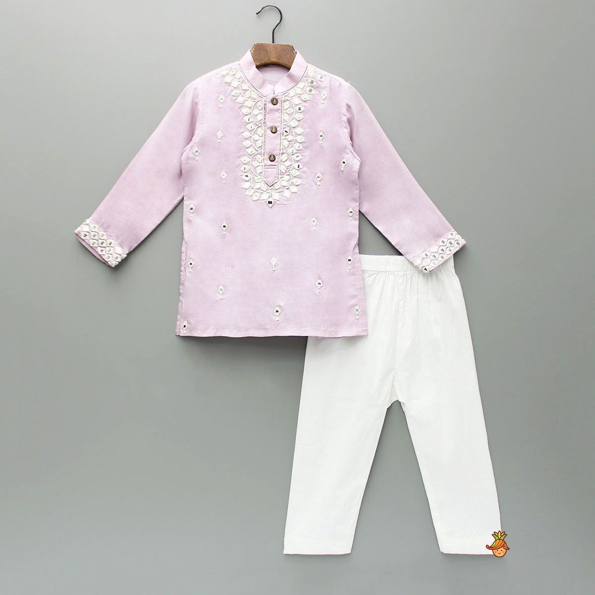 Embroidered Lilac Kurta With Pyjama