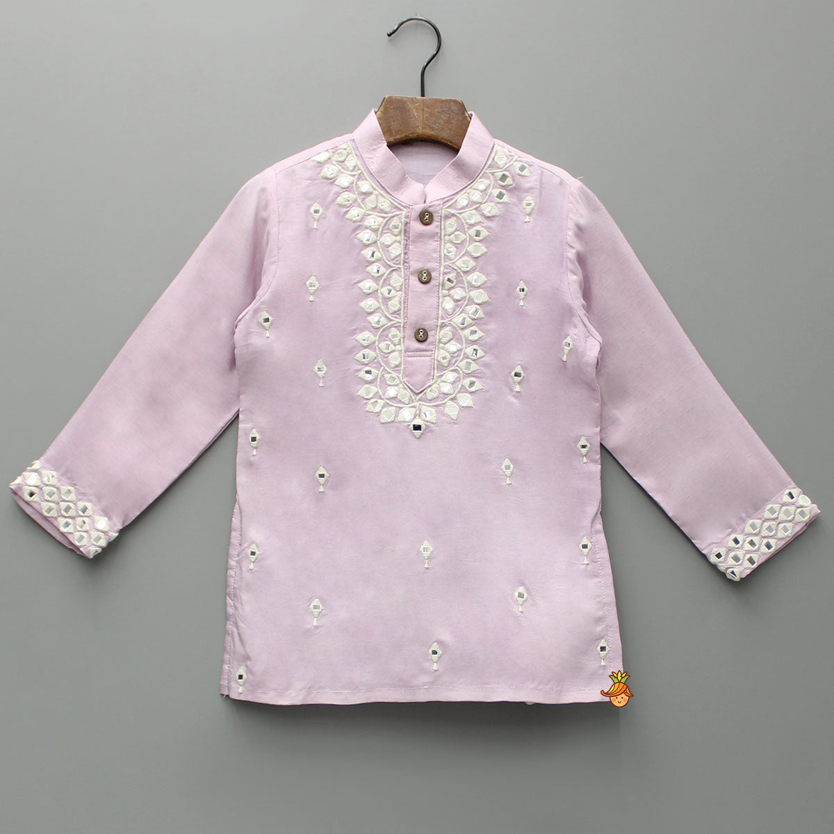 Embroidered Lilac Kurta With Pyjama