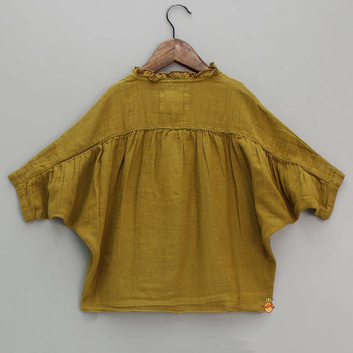 Front Open Lace Detailing Mustard Top