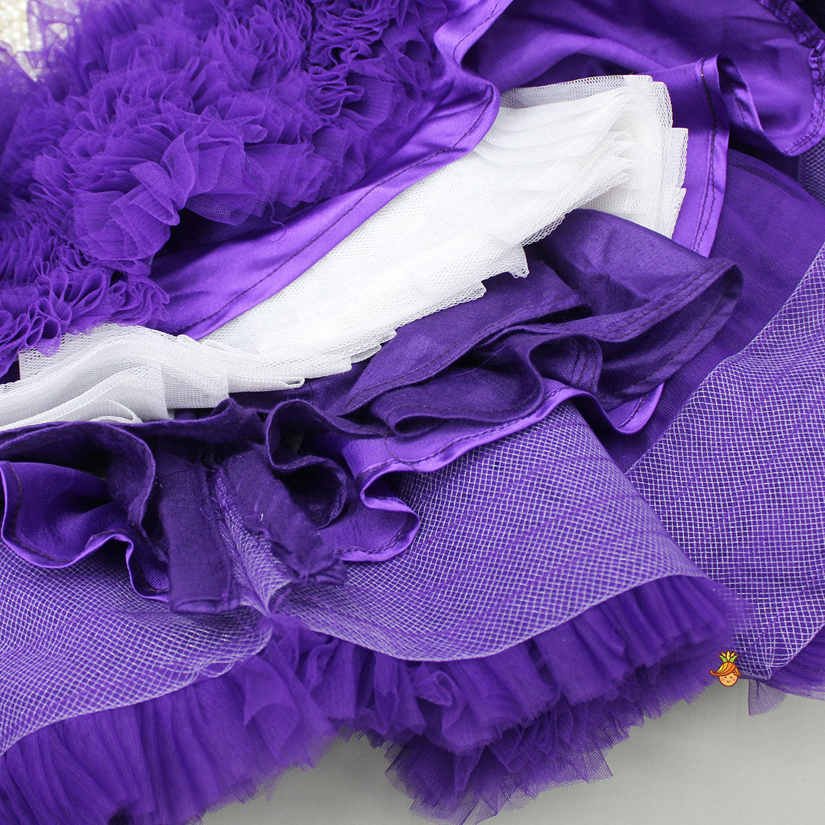 Embroidered Yoke Trail Purple Dress With Detachable Bow And Matching Swirled Bowie Headband