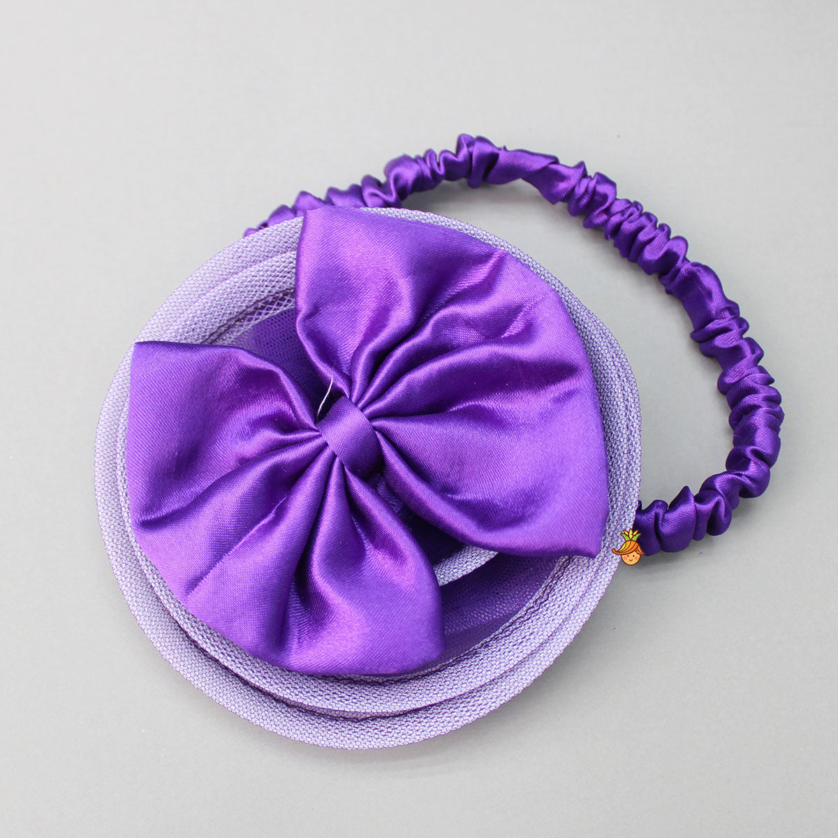 Embroidered Yoke Trail Purple Dress With Detachable Bow And Matching Swirled Bowie Headband