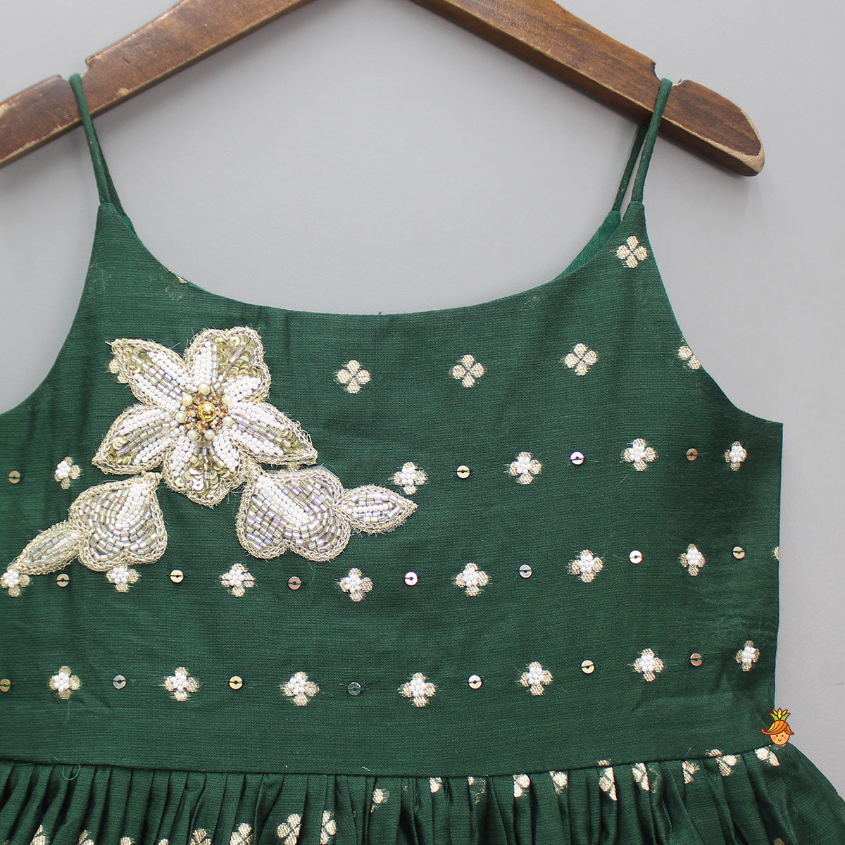 Embroidered Strappy Green Kurti