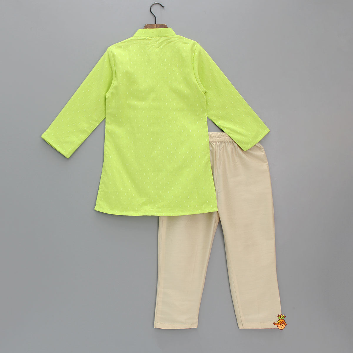 Fuax Mirror Detail Green Kurta And Pyjama