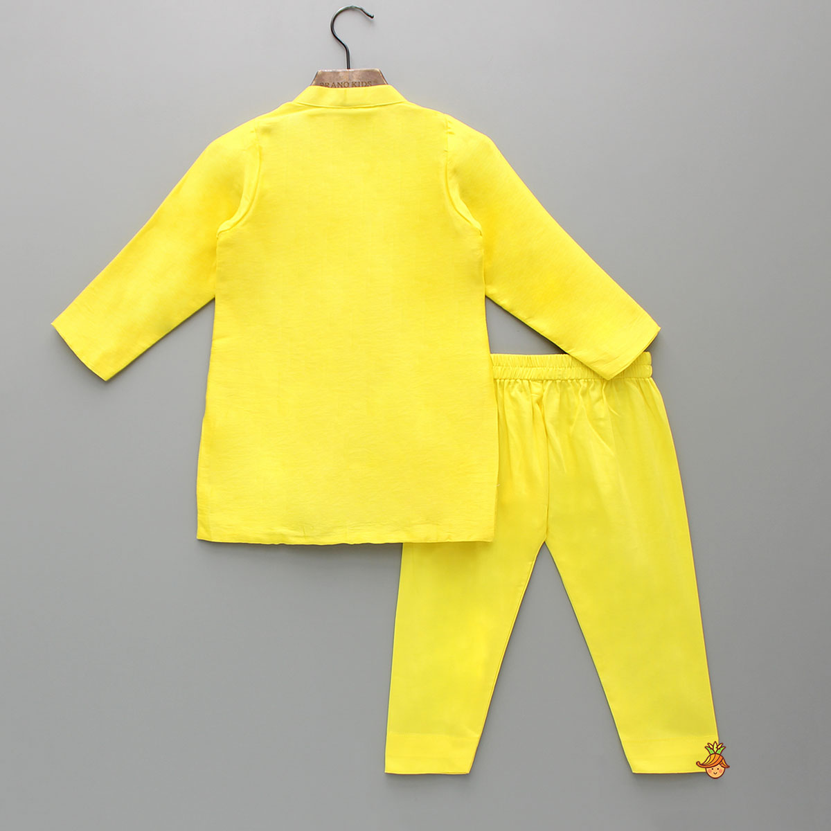 Floral Embroidered Yellow Kurta And Matching Pyjama