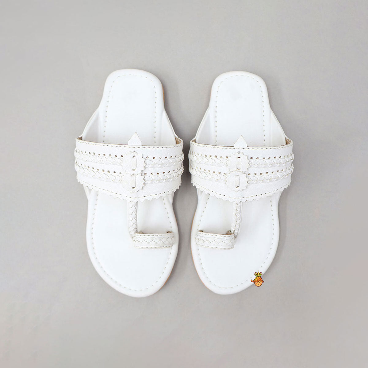 White Braided Kolhapuri Flats