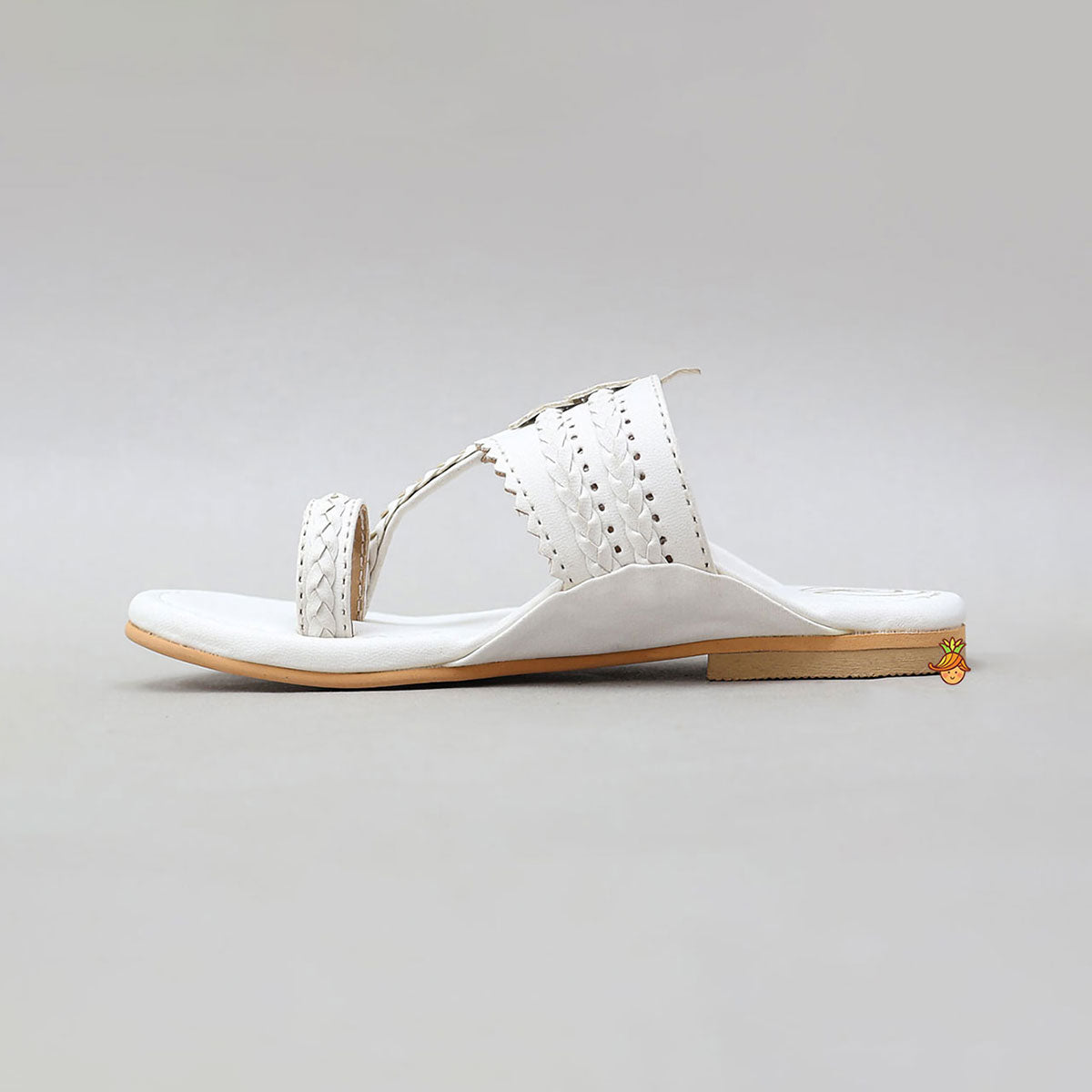 White Braided Kolhapuri Flats
