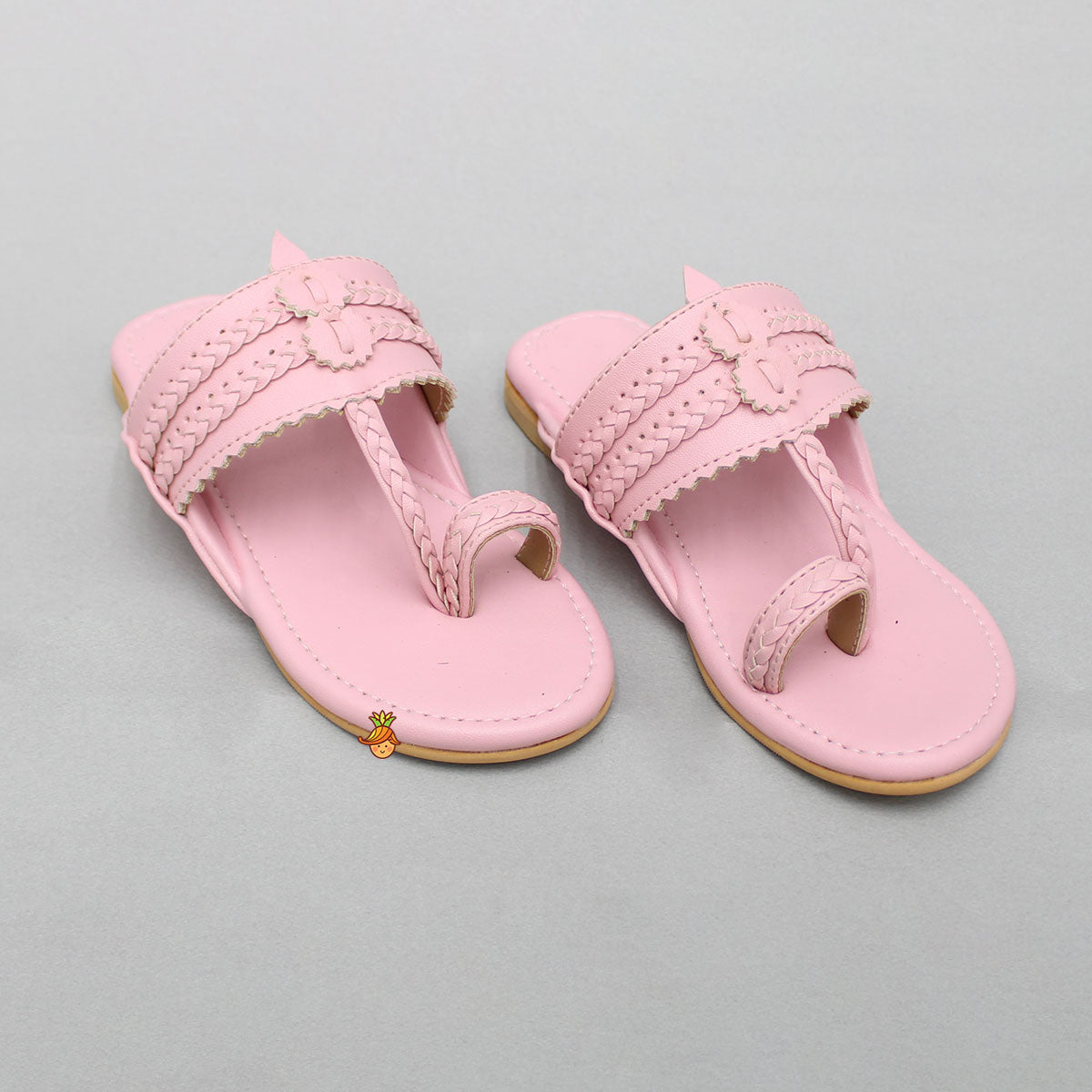 Pink Braided Kolhapuri Flats