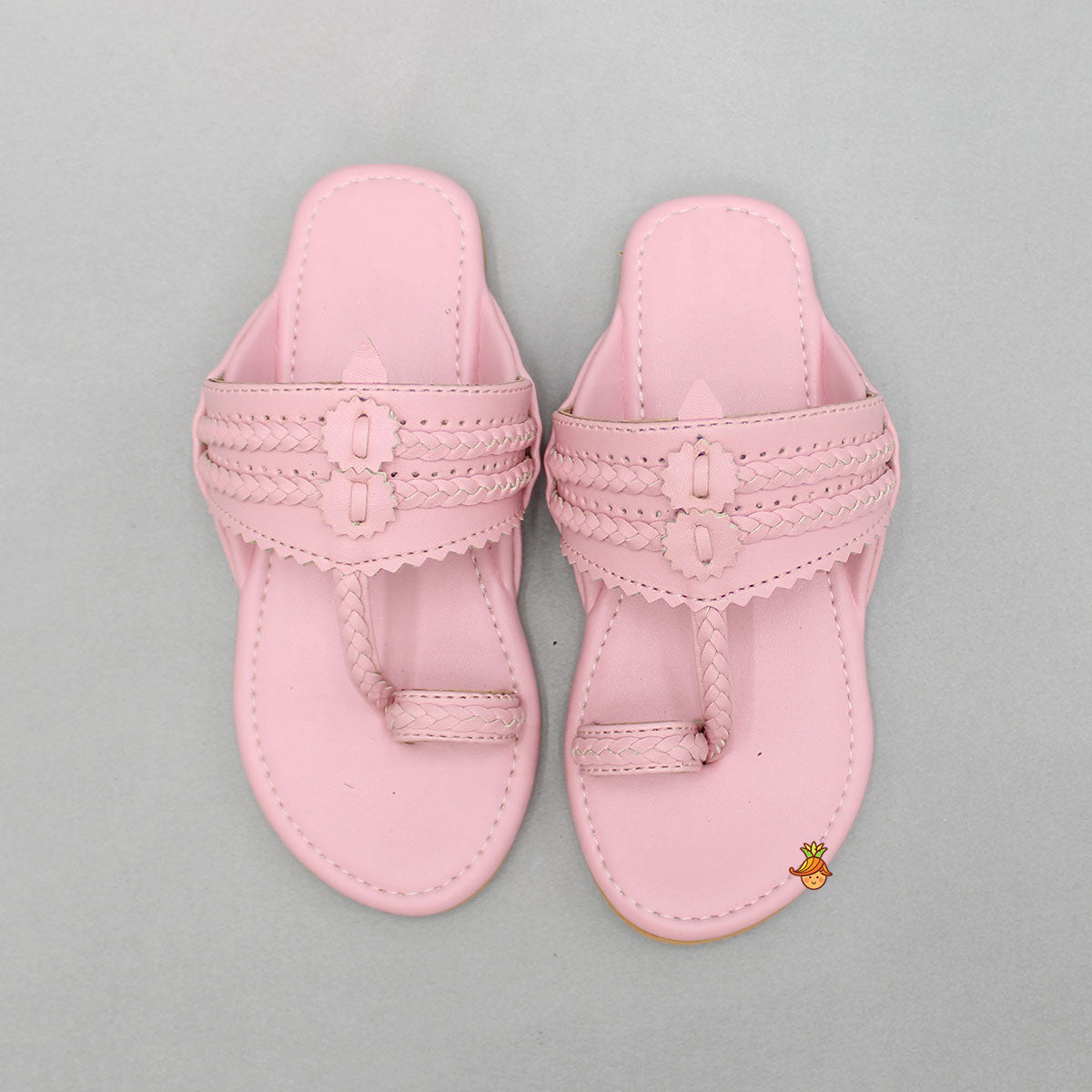 Pink Braided Kolhapuri Flats