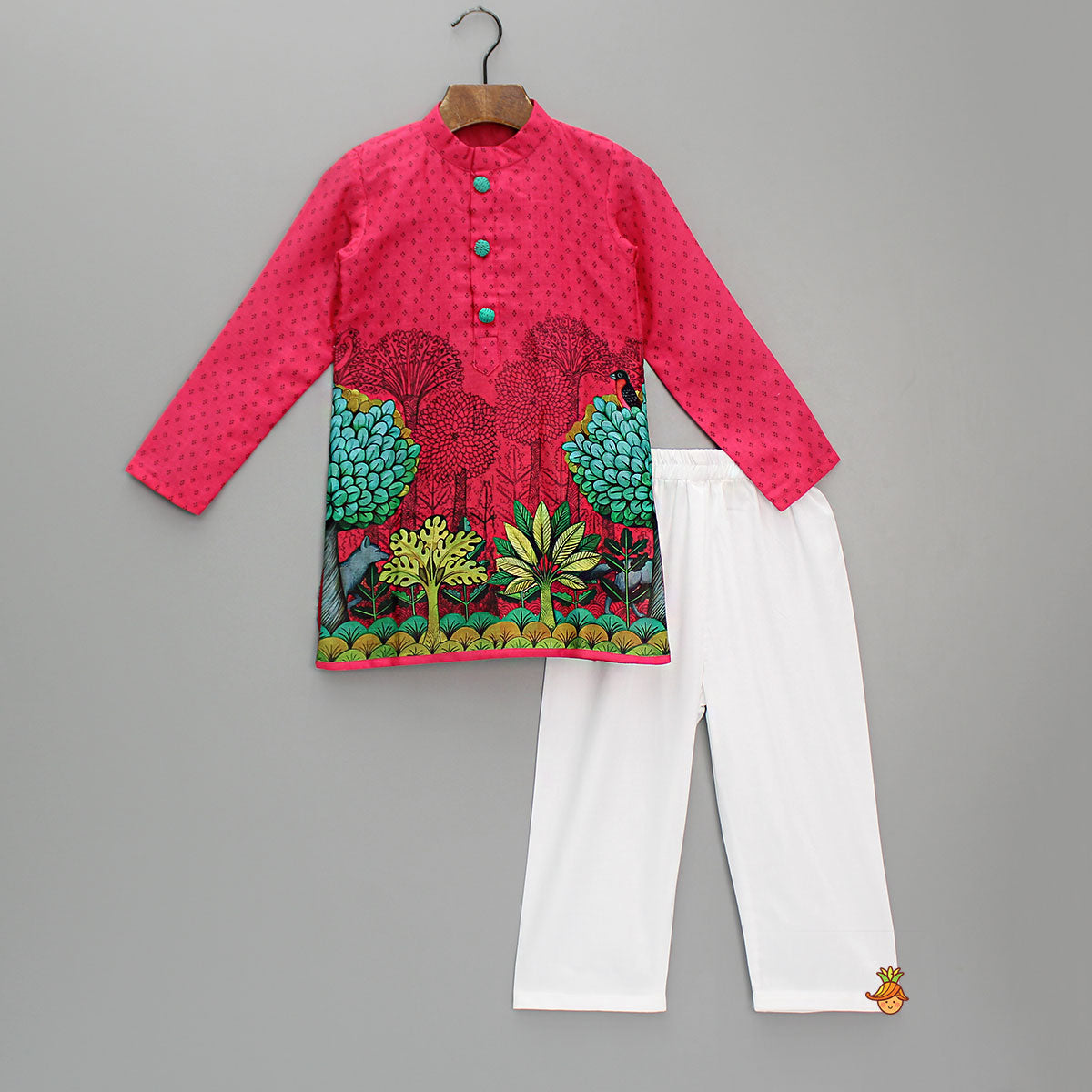 Printed Pink Kurta And Pyjama