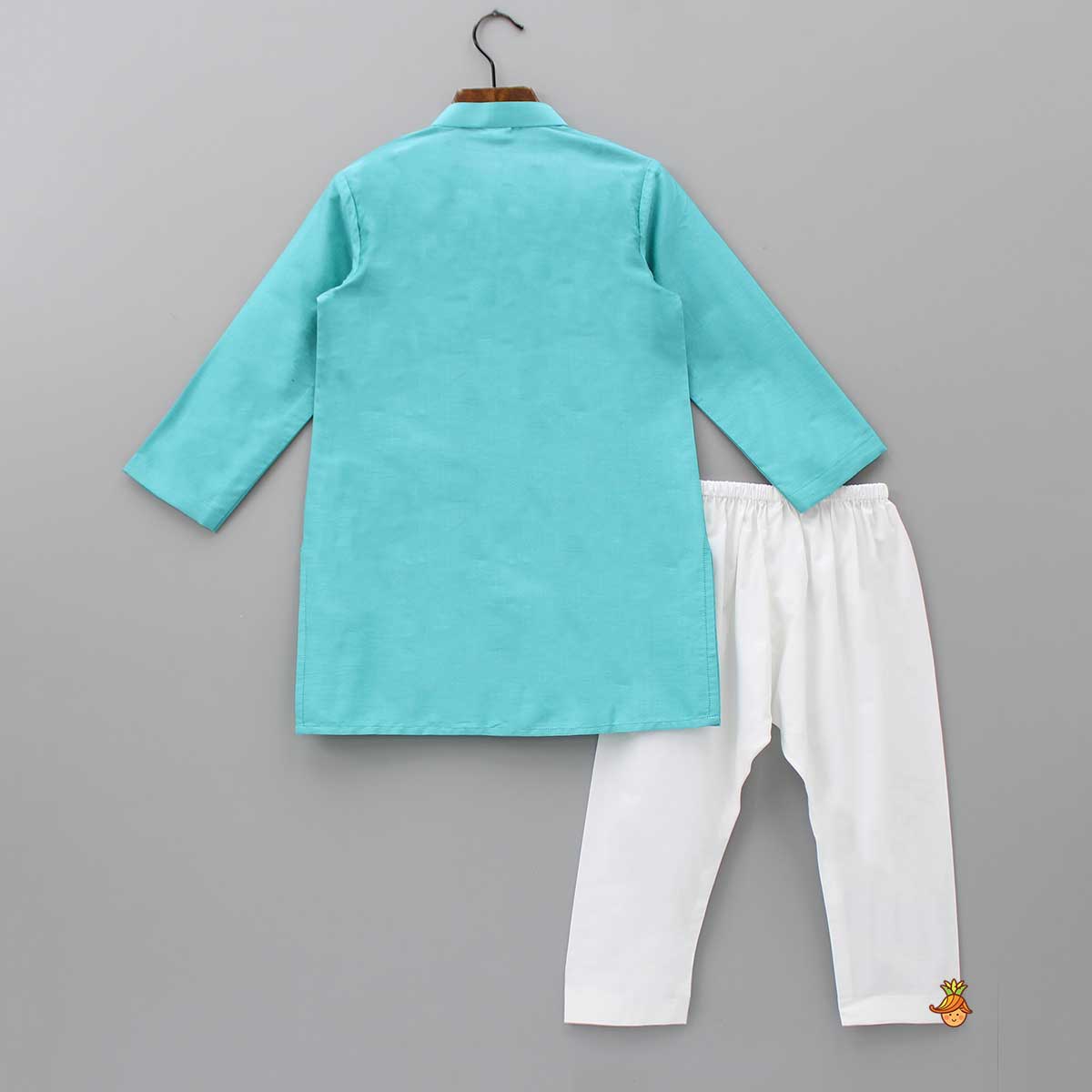 Turquoise Embellished Kurta And Churidar