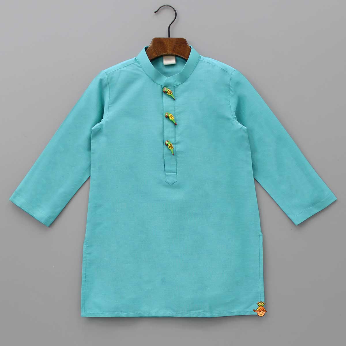 Turquoise Embellished Kurta And Churidar