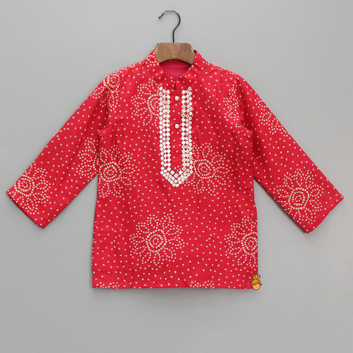 Bandhani Printed Pink Kurta And Pyjama