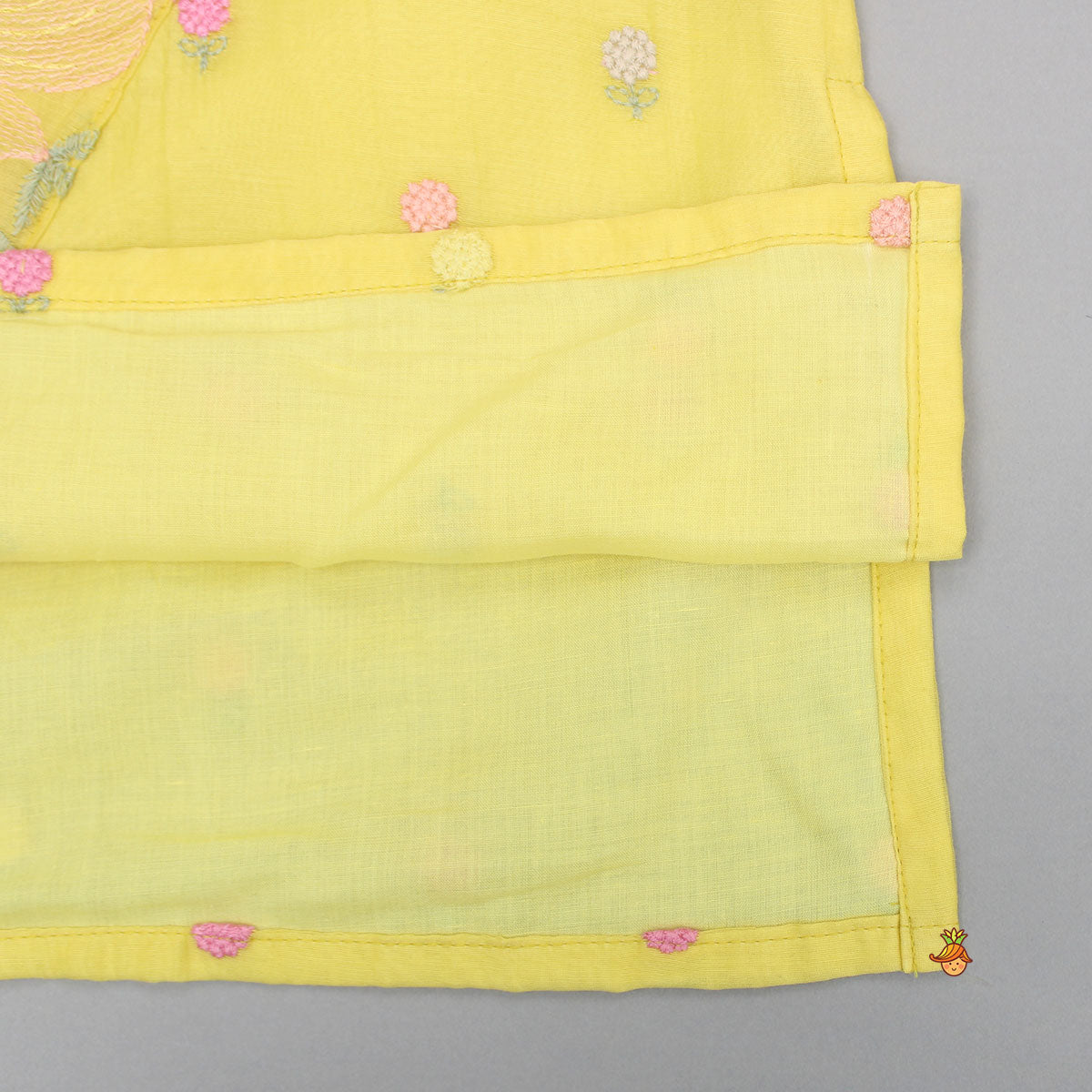 Yellow Floral Embroidered Kurta And Pyjama