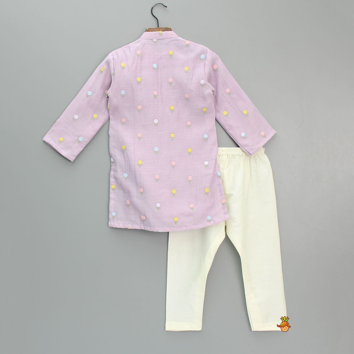 Floral Embroidered Purple Kurta And Pyjama