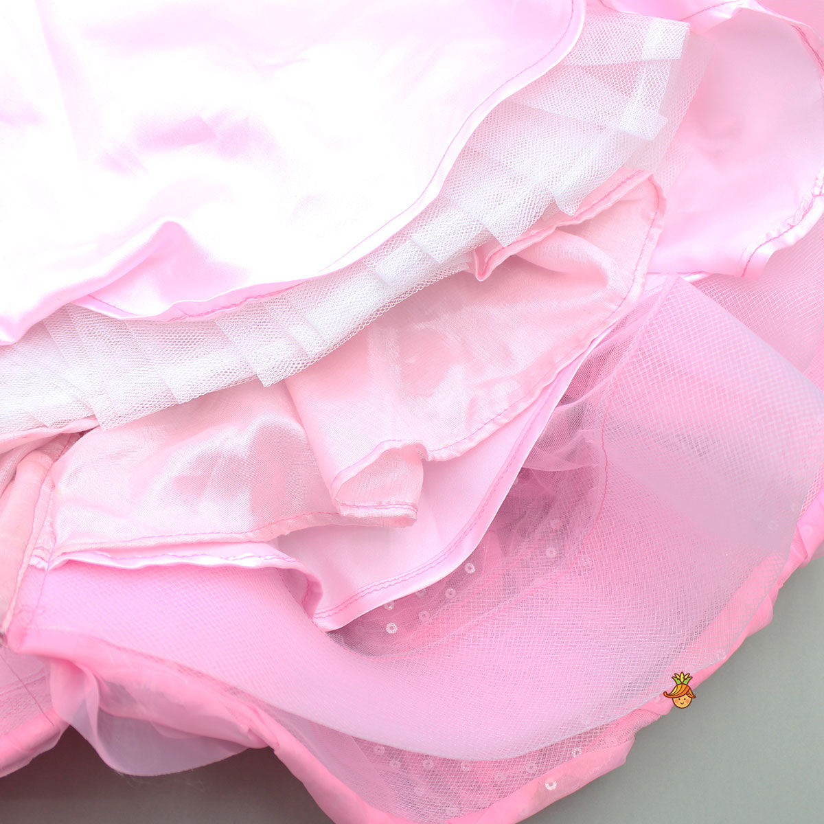 Frilly Pink Dress With Detachable Bow And Matching Swirled Headbow