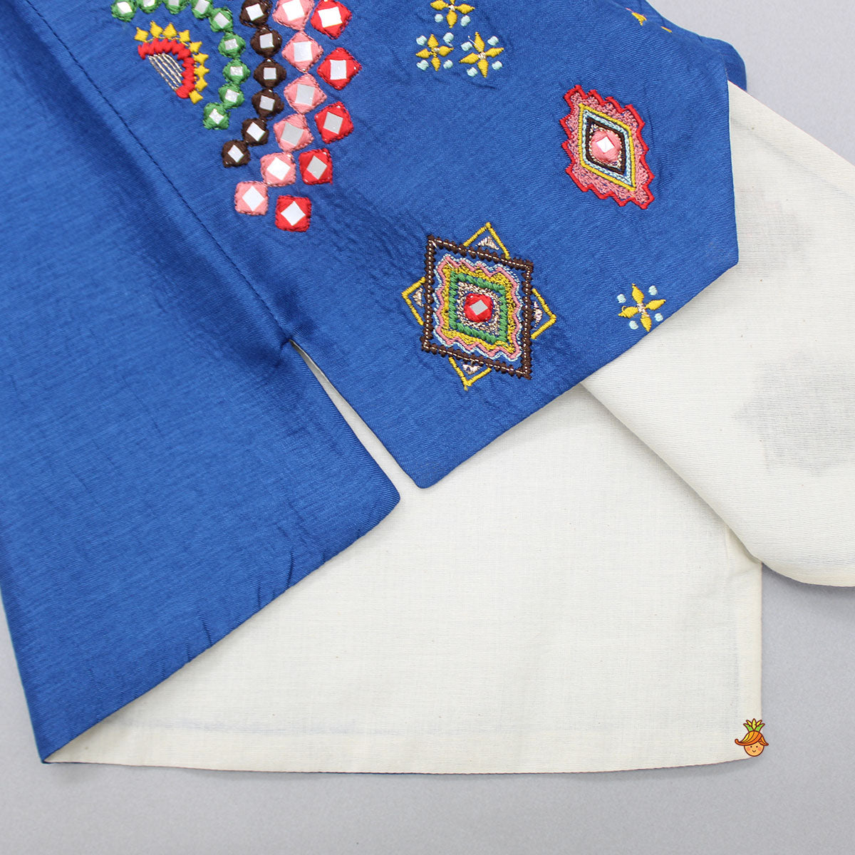 Blue Embroidered Jacket With Kurta And Pyjama