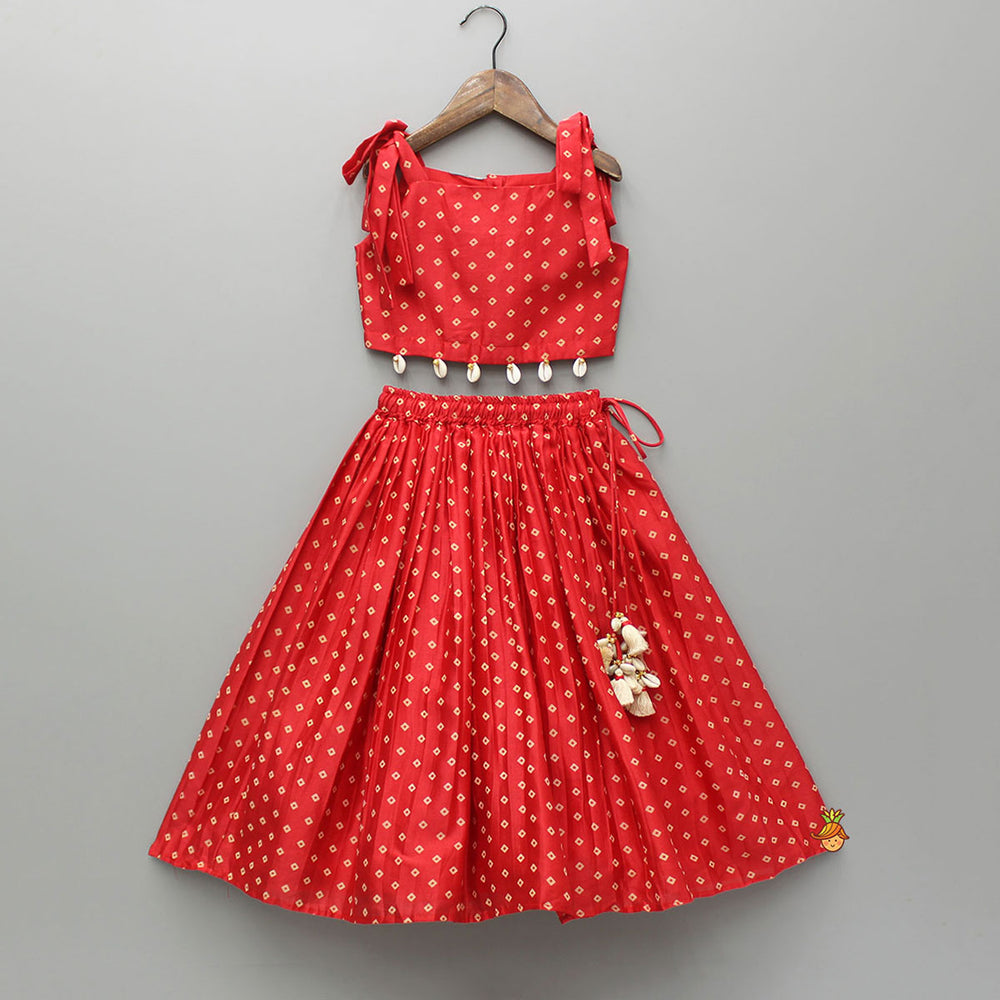 Babyhug Woven Singet Sleeves Kotta Printed & Sequins Detailing Ethnic Dress - Fuchsia