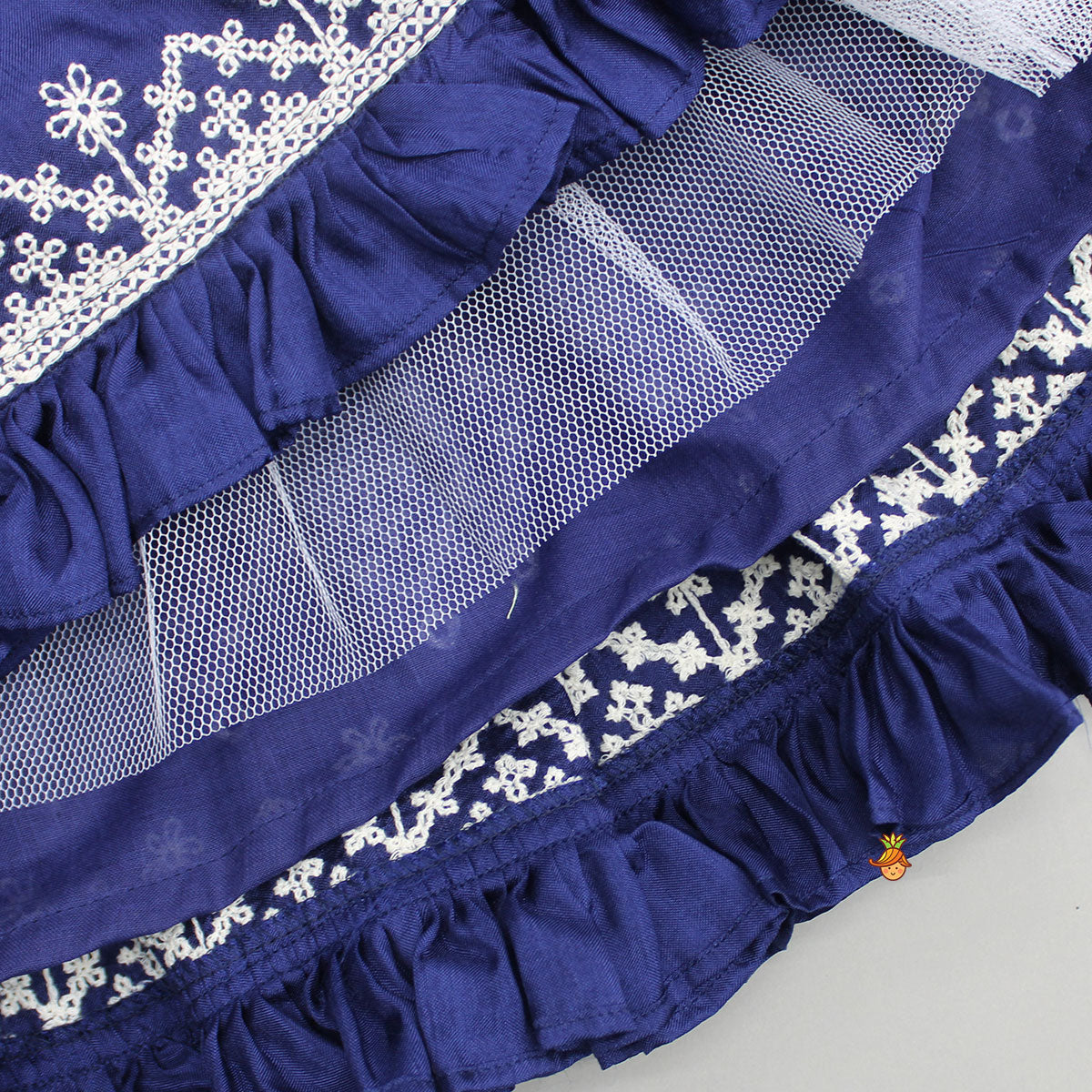 Blue Embroidered One Shoulder Top With Lehenga