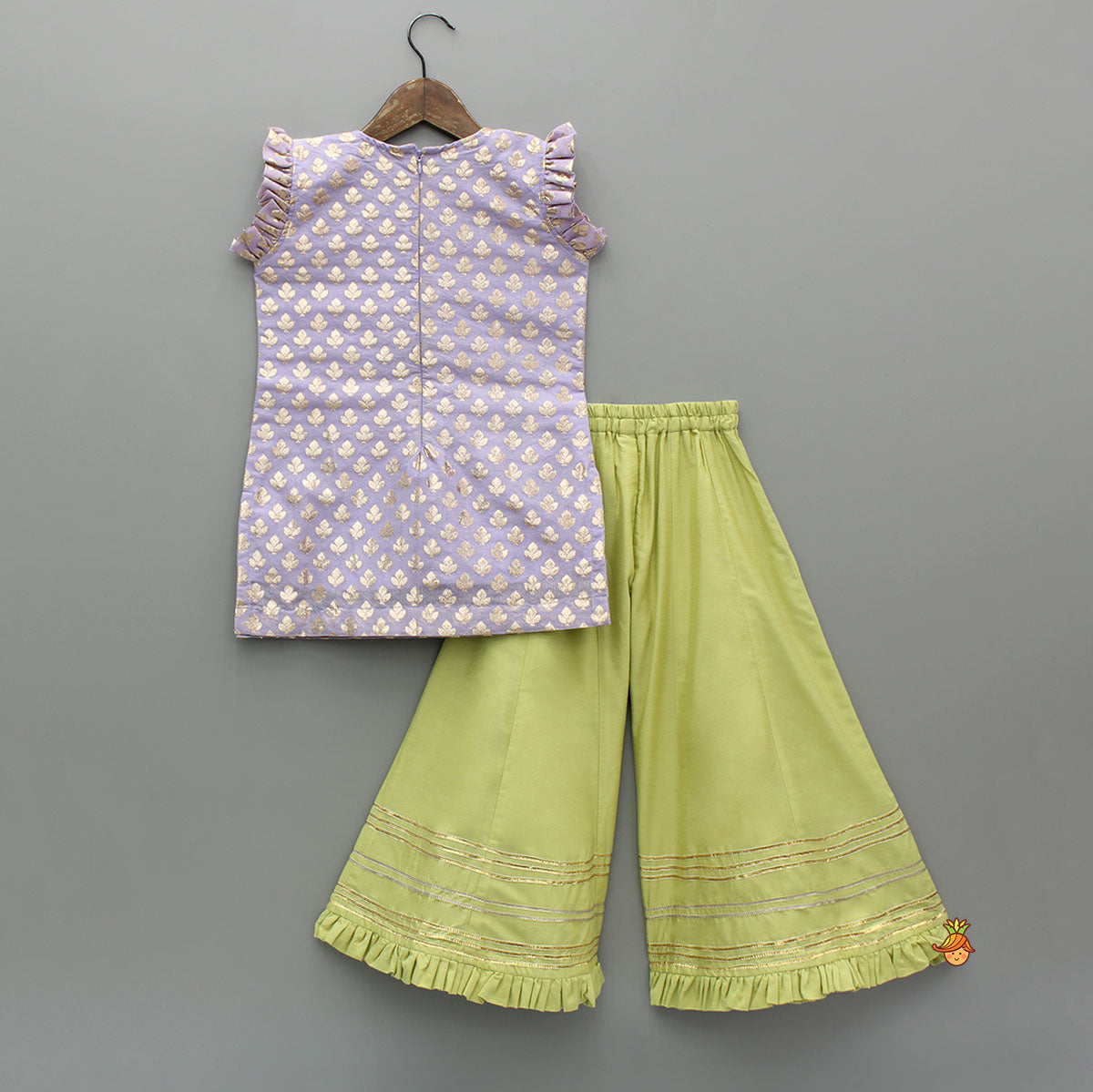 Chanderi Embroidered Kurti With Palazzo And Dupatta