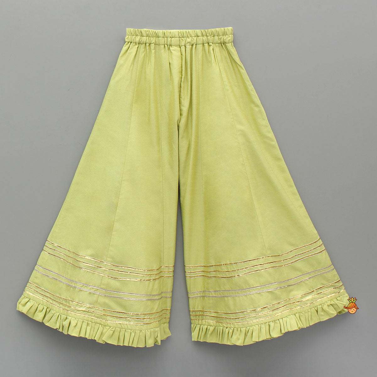 Chanderi Embroidered Kurti With Palazzo And Dupatta