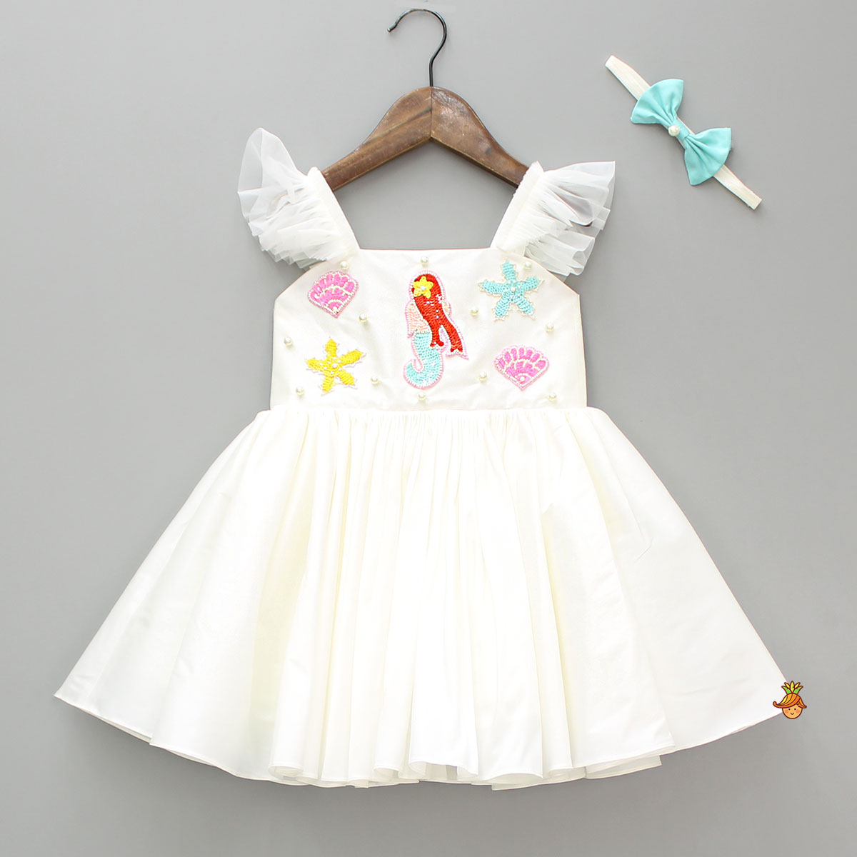 Mermaid Themed Flared Dress With Bowie Headband