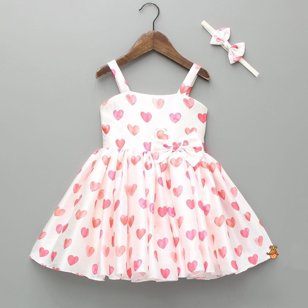 Heart Printed Strappy Dress And Bowie Headband