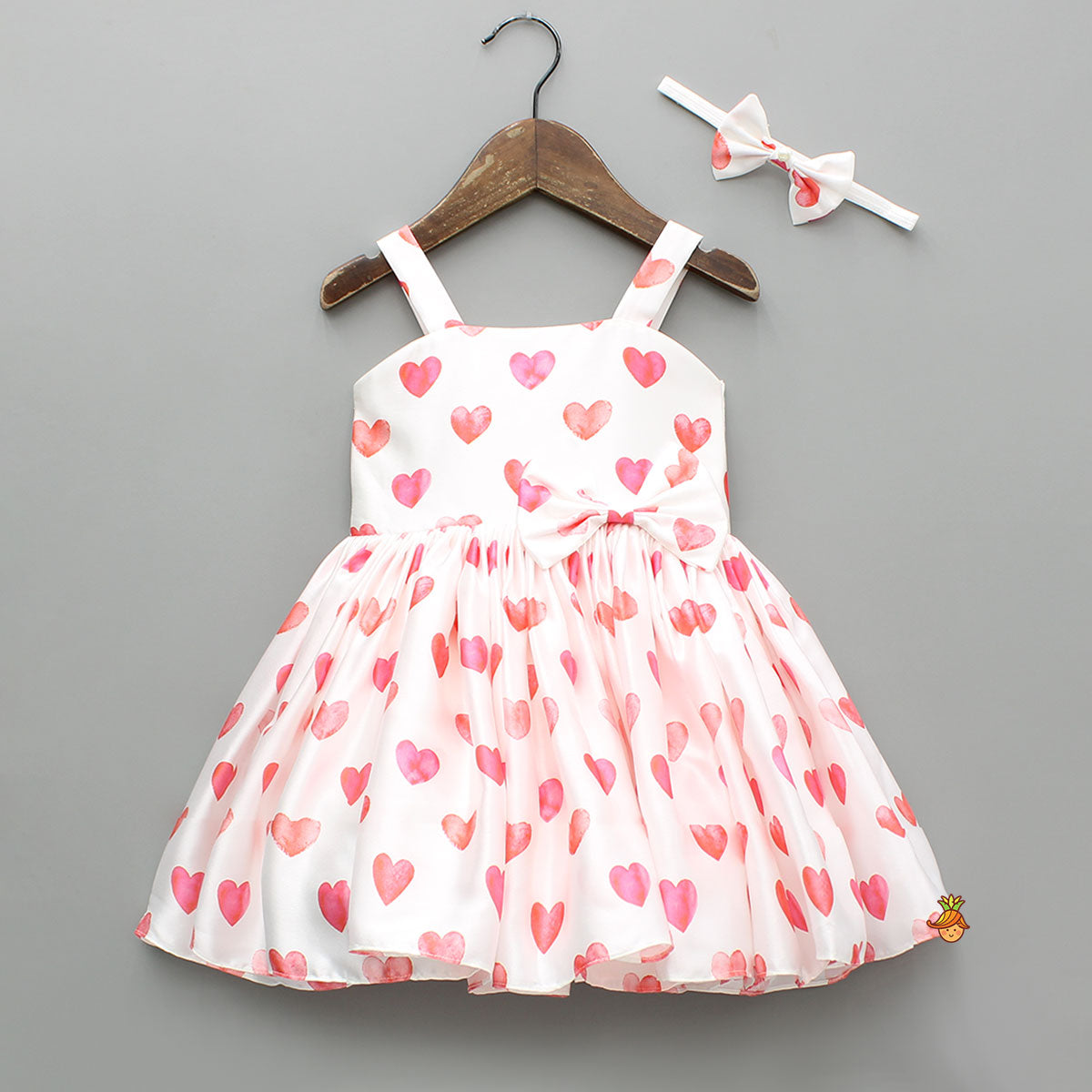 Heart Printed Strappy Dress And Bowie Headband