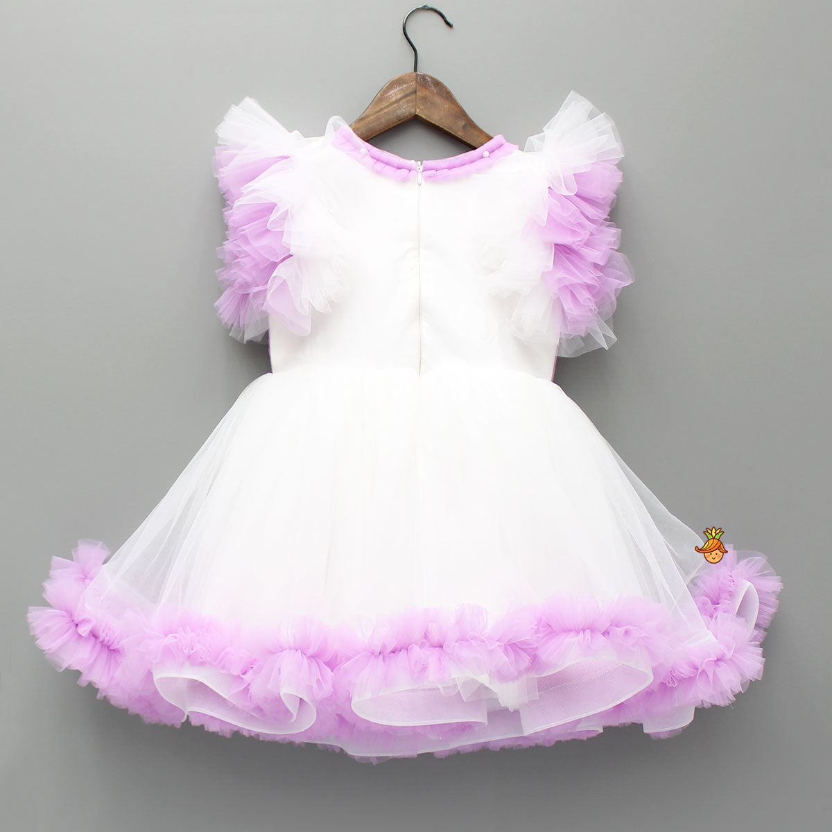 Frilly Flower Enhanced Dress With Matching Hairclip