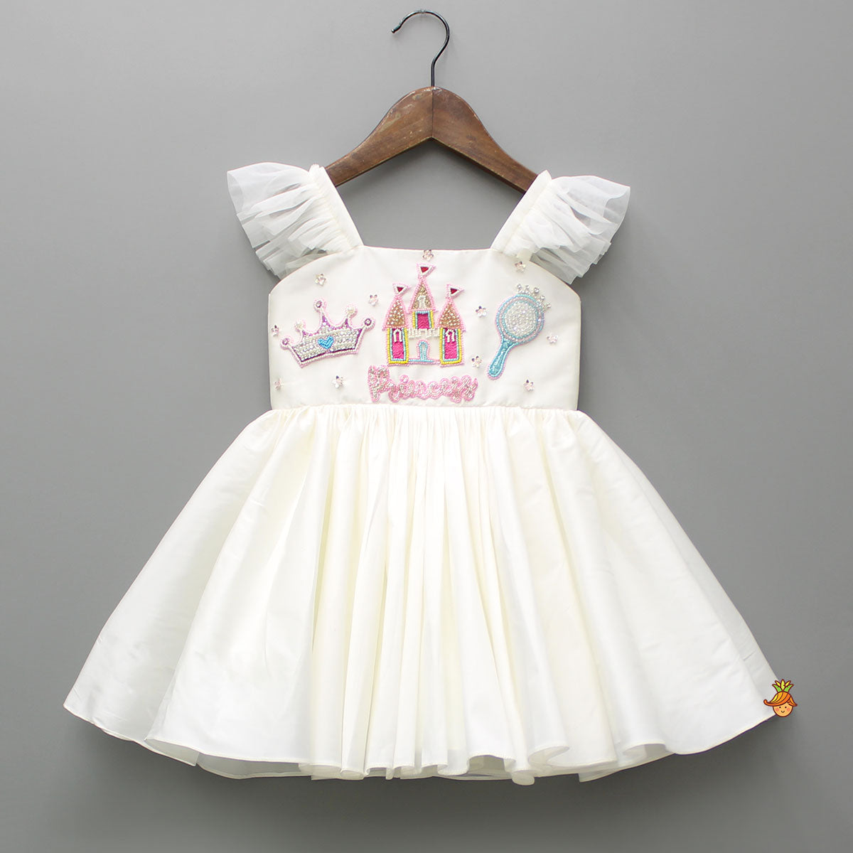 Off White Flared Dress With Bowie Headband