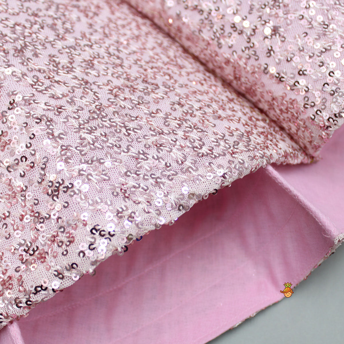 Sequin Detail Flared Pink Gown