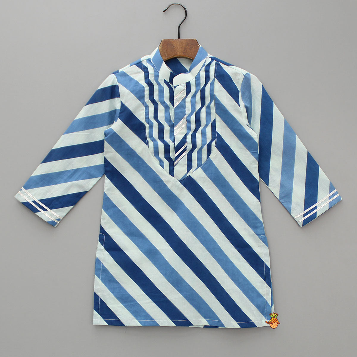 Striped Printed Blue Kurta And Pyjama