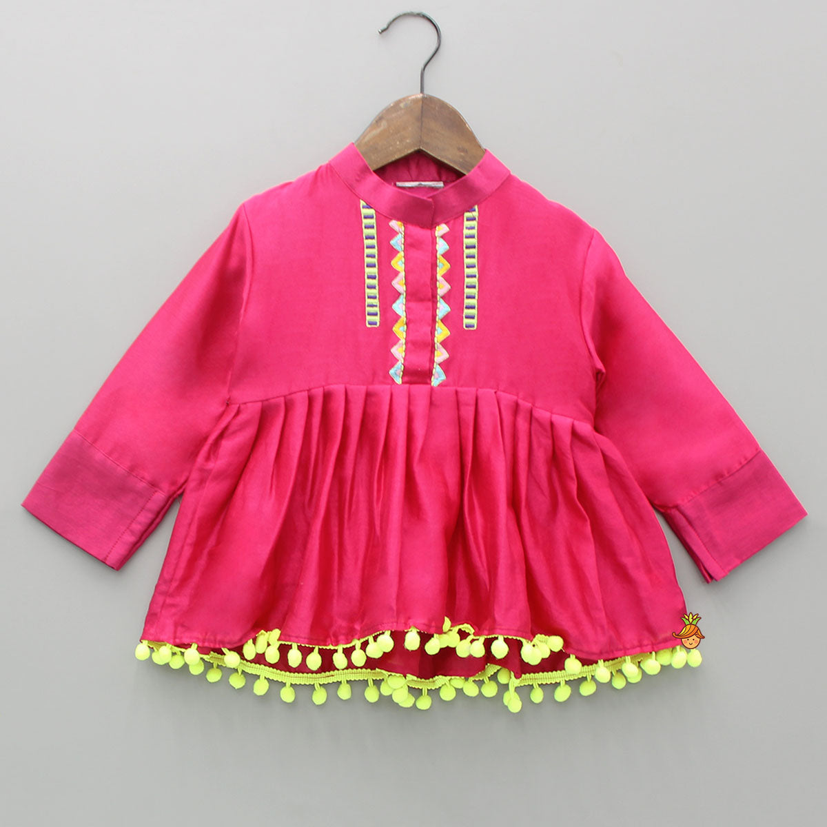 Pink Multicoloured Embroidered Kurti With Matching Pant