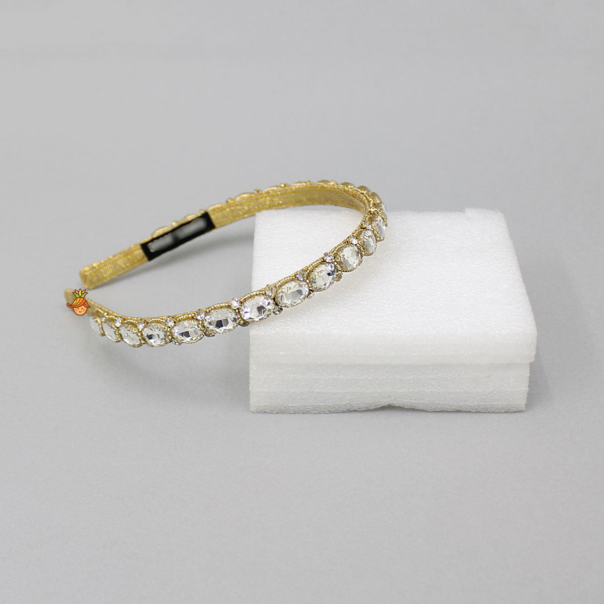 Artificial White Stones Embroidered Hairband