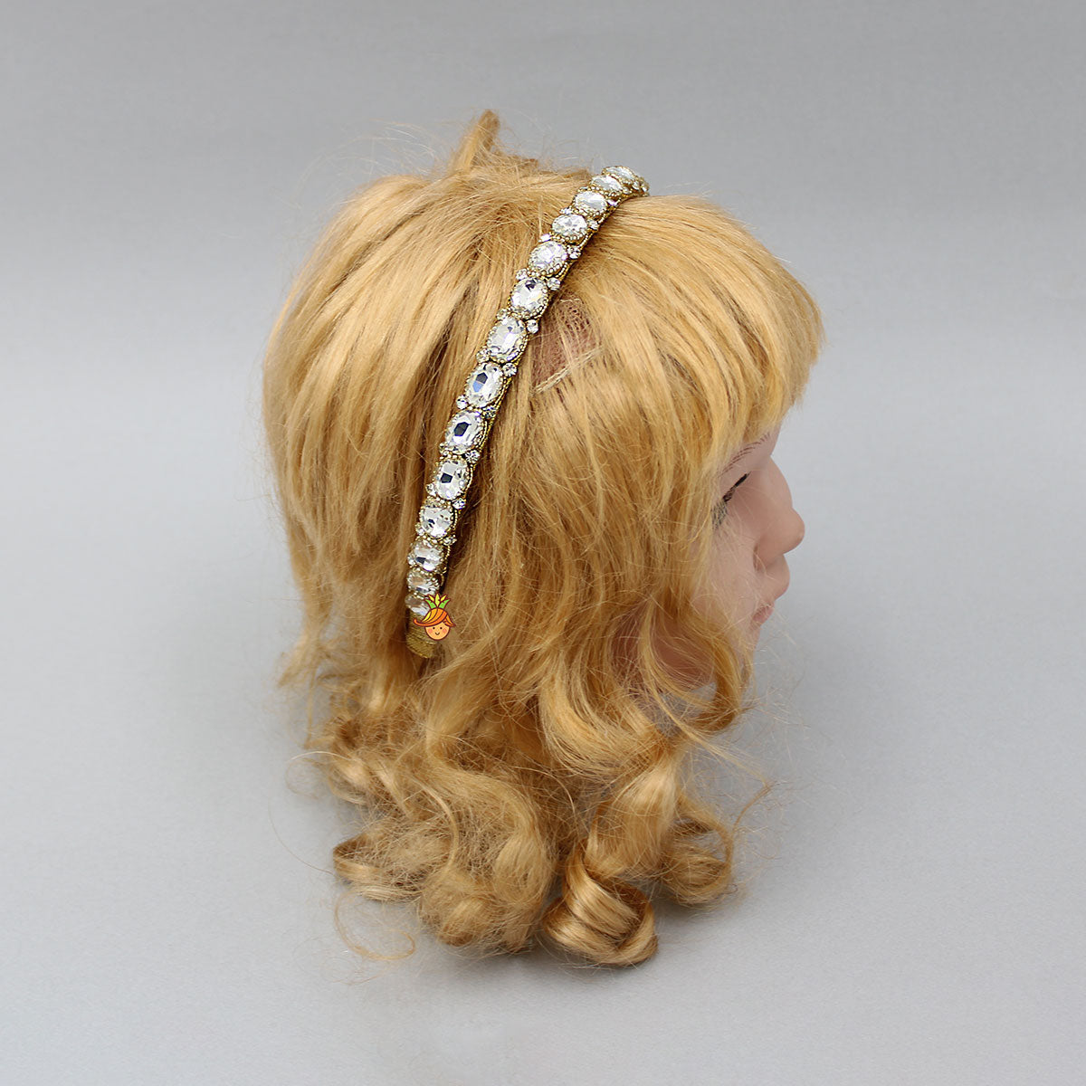 Artificial White Stones Embroidered Hairband